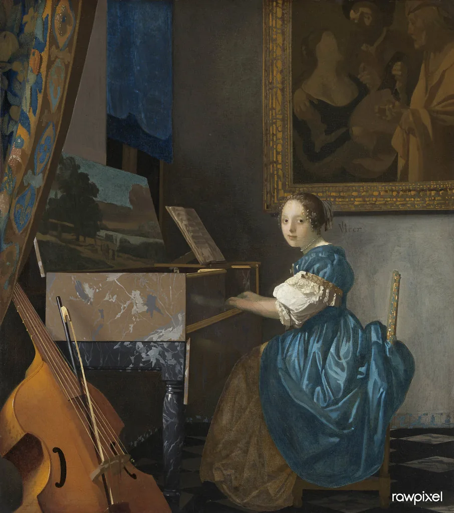 Jeune femme jouant du virginal