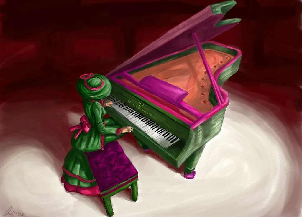 Pianiste jouant sur un piano à queue