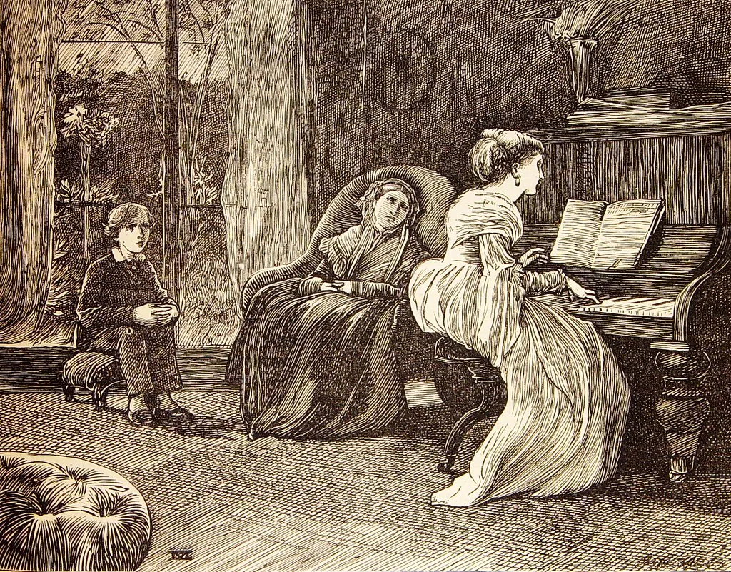 Vintage upright piano lesson