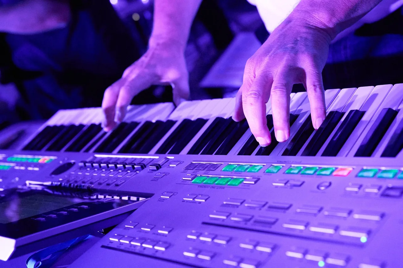 Piano concert under purple lights Piano concert under purple lights