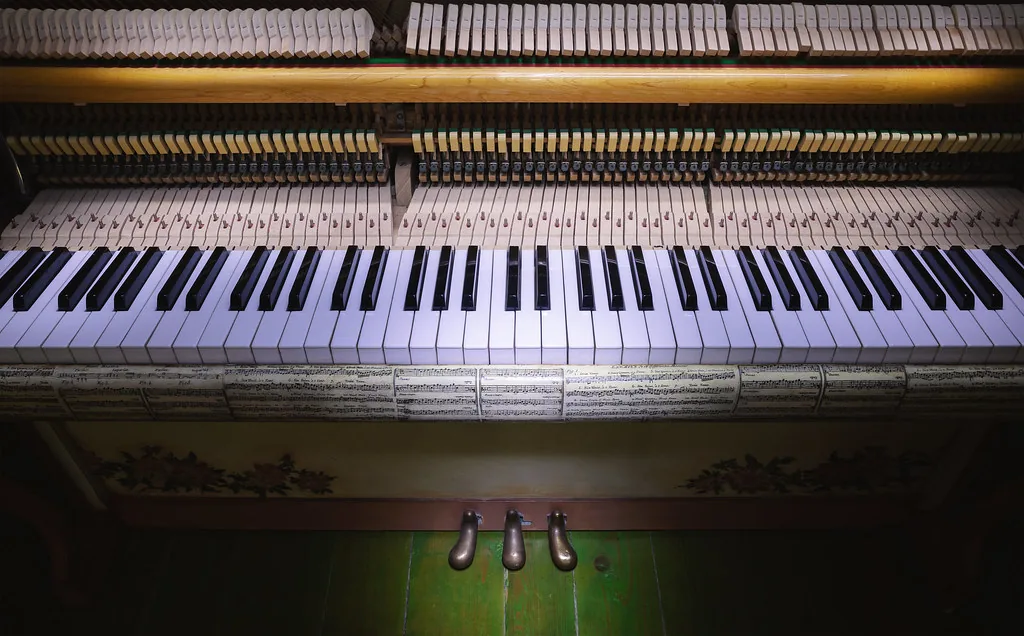 Upright piano action and keyboard Upright piano action and keyboard