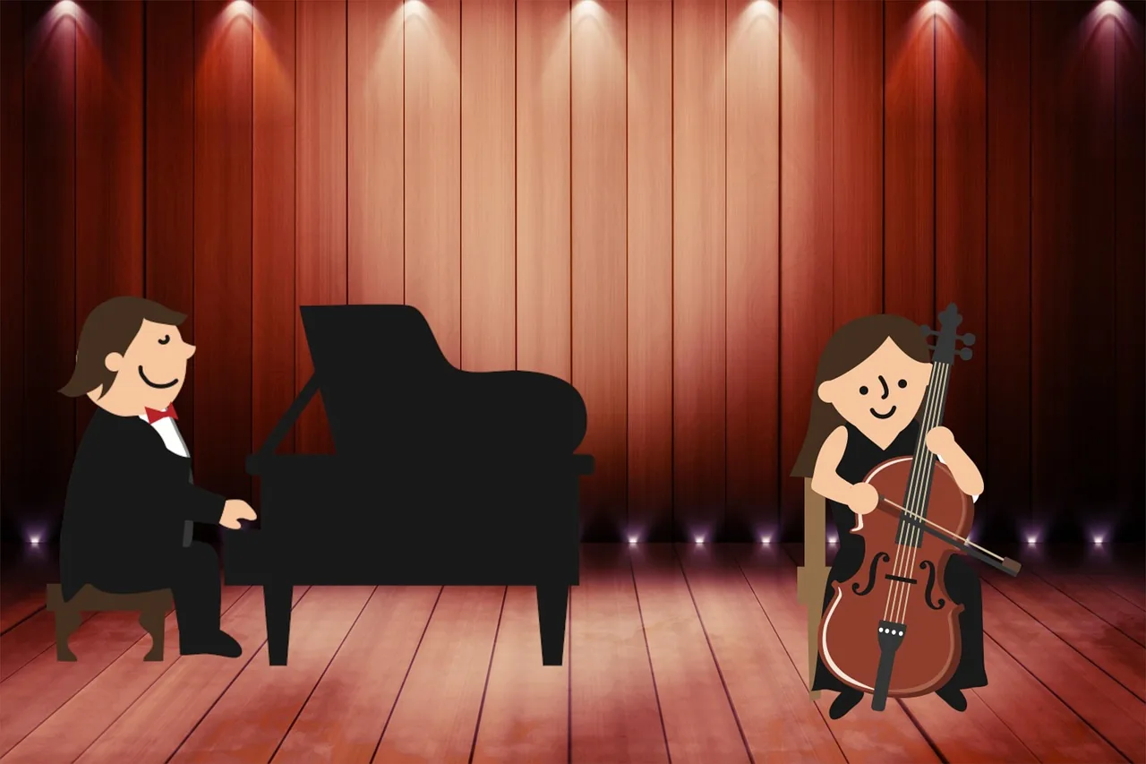 Pianist and cellist in concert Pianist and cellist in concert