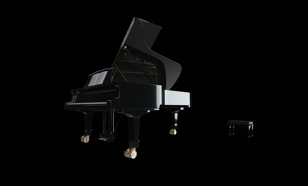 Black grand piano with keyboard Black grand piano with keyboard