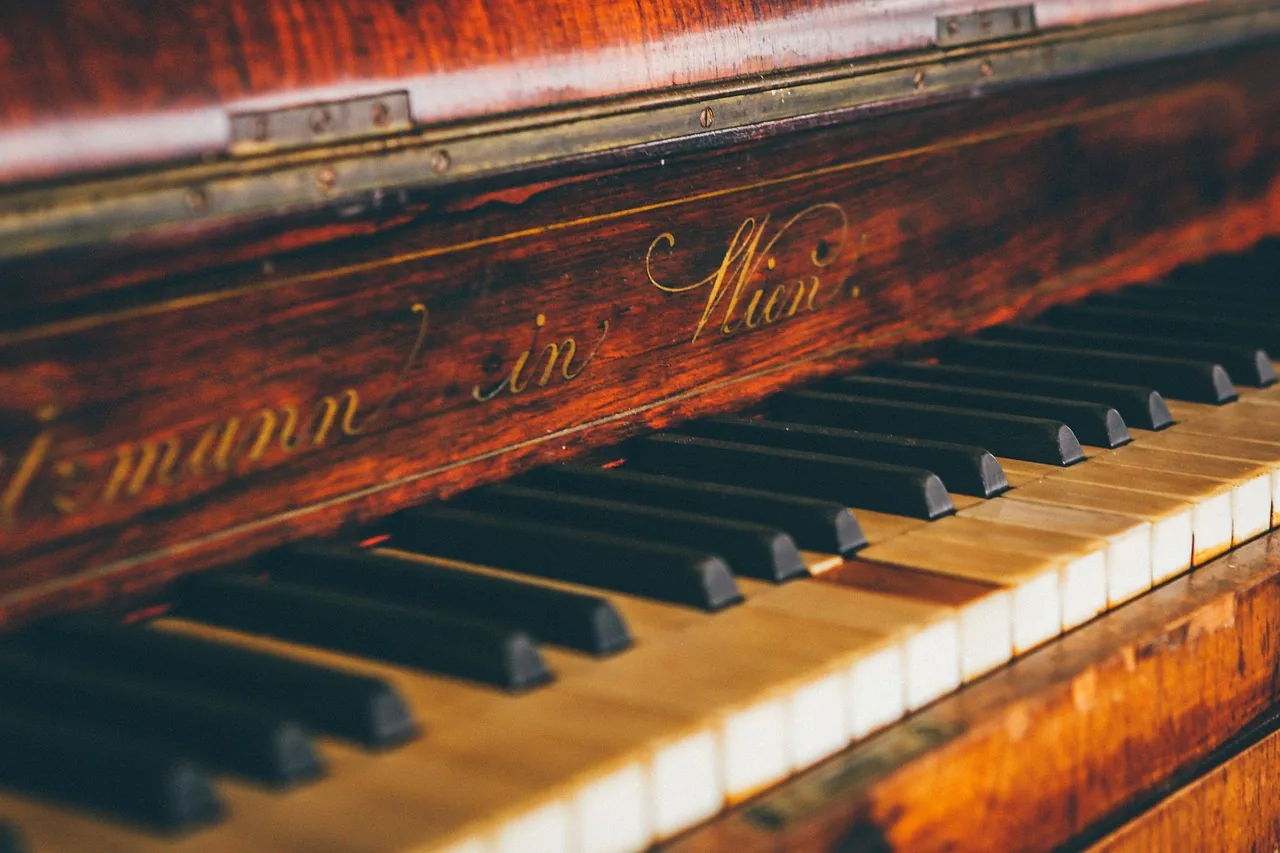 Antique wooden piano keyboard Antique wooden piano keyboard