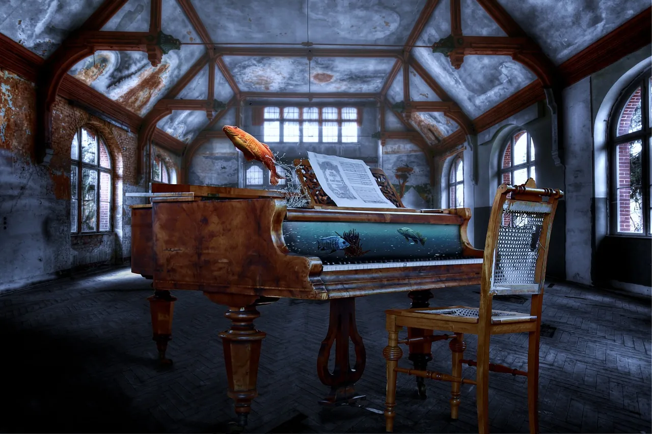 Piano à queue dans une salle Piano à queue dans une salle