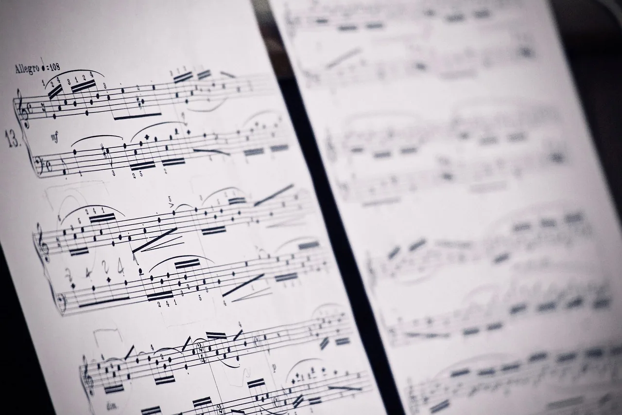 Sheet music for a stage piano Sheet music for a stage piano