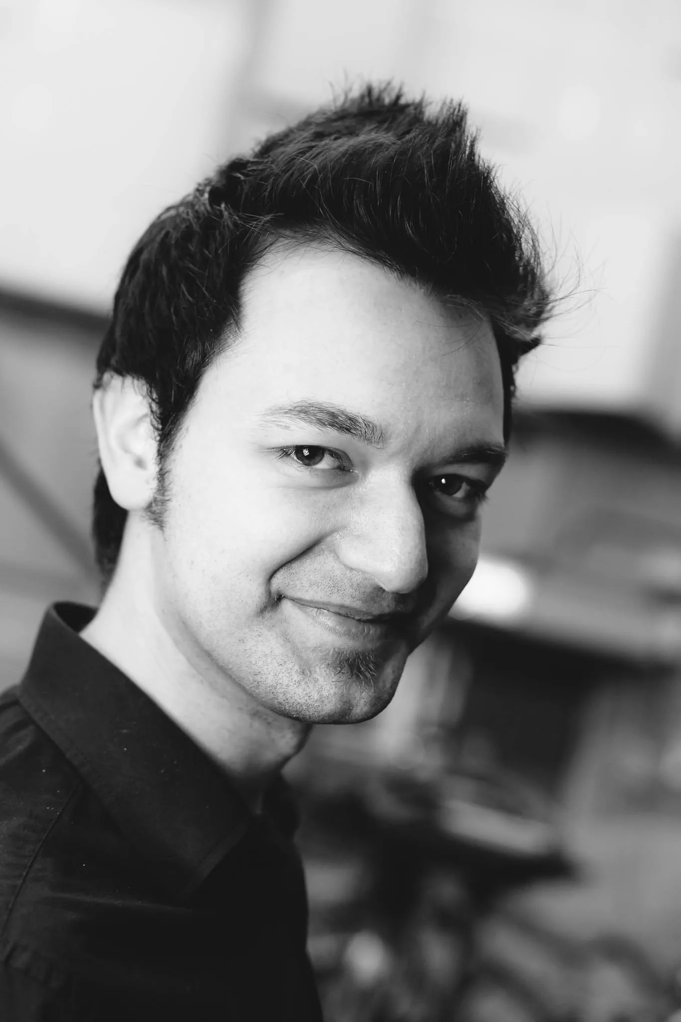 Black-and-white portrait of a pianist Black-and-white portrait of a pianist