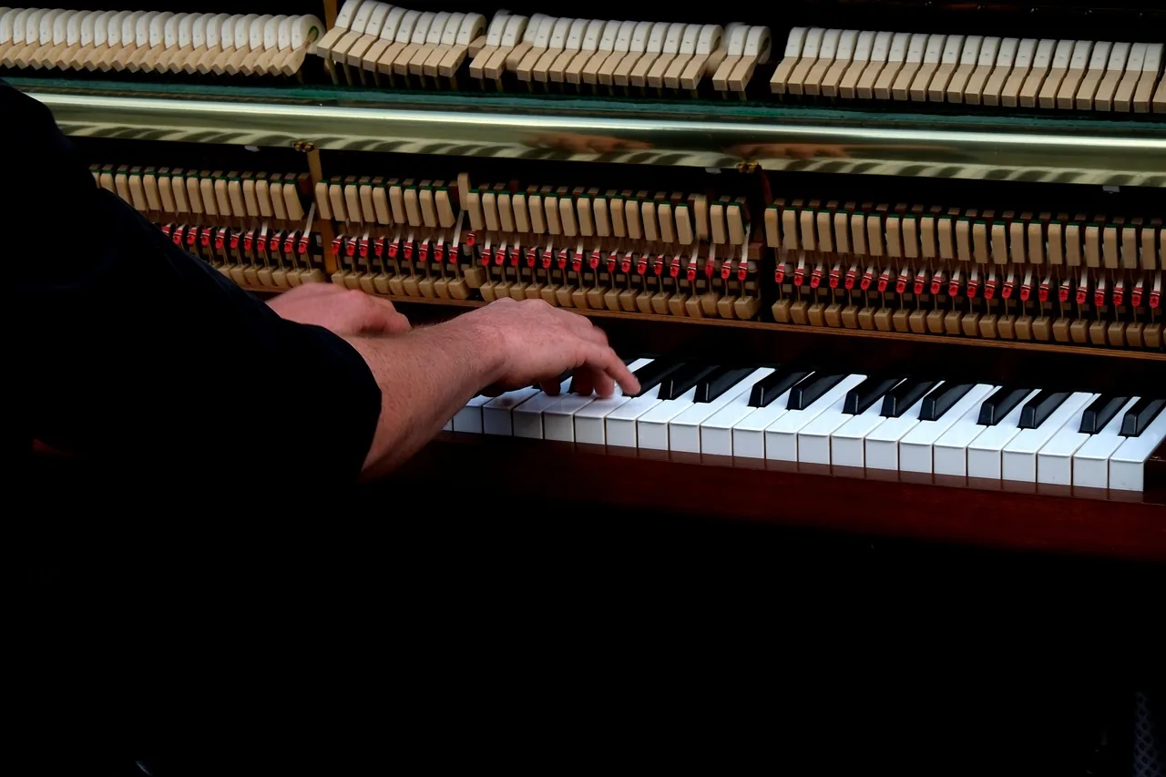 Pianist playing an open piano Pianist playing an open piano